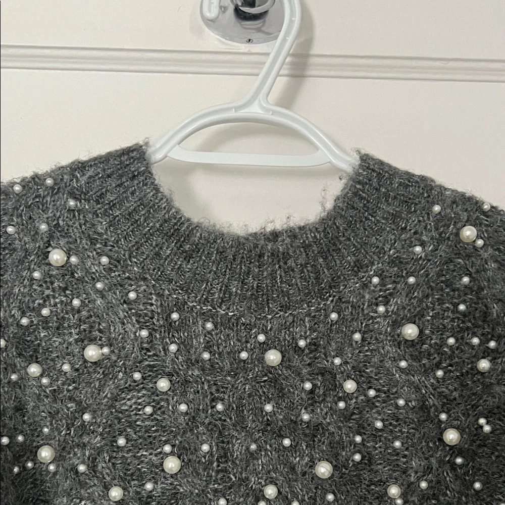 Zara | M | Black Pearl-Embellished Sweater - Picture 2 of 4